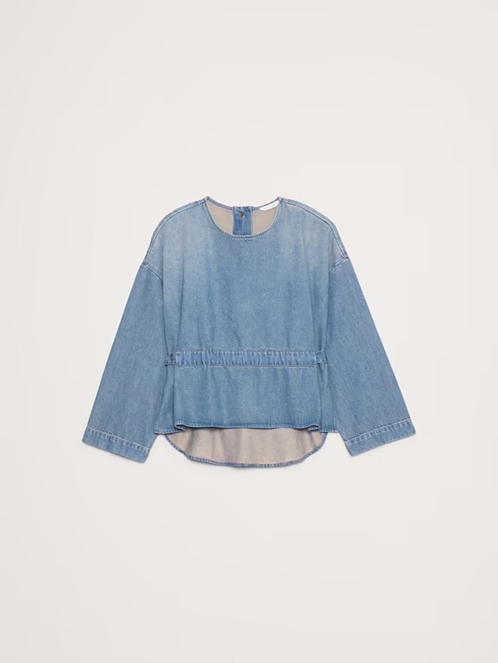 Banana Republic Blue Denim Tie-Waist Top Size Xl - Picture 4 of 16